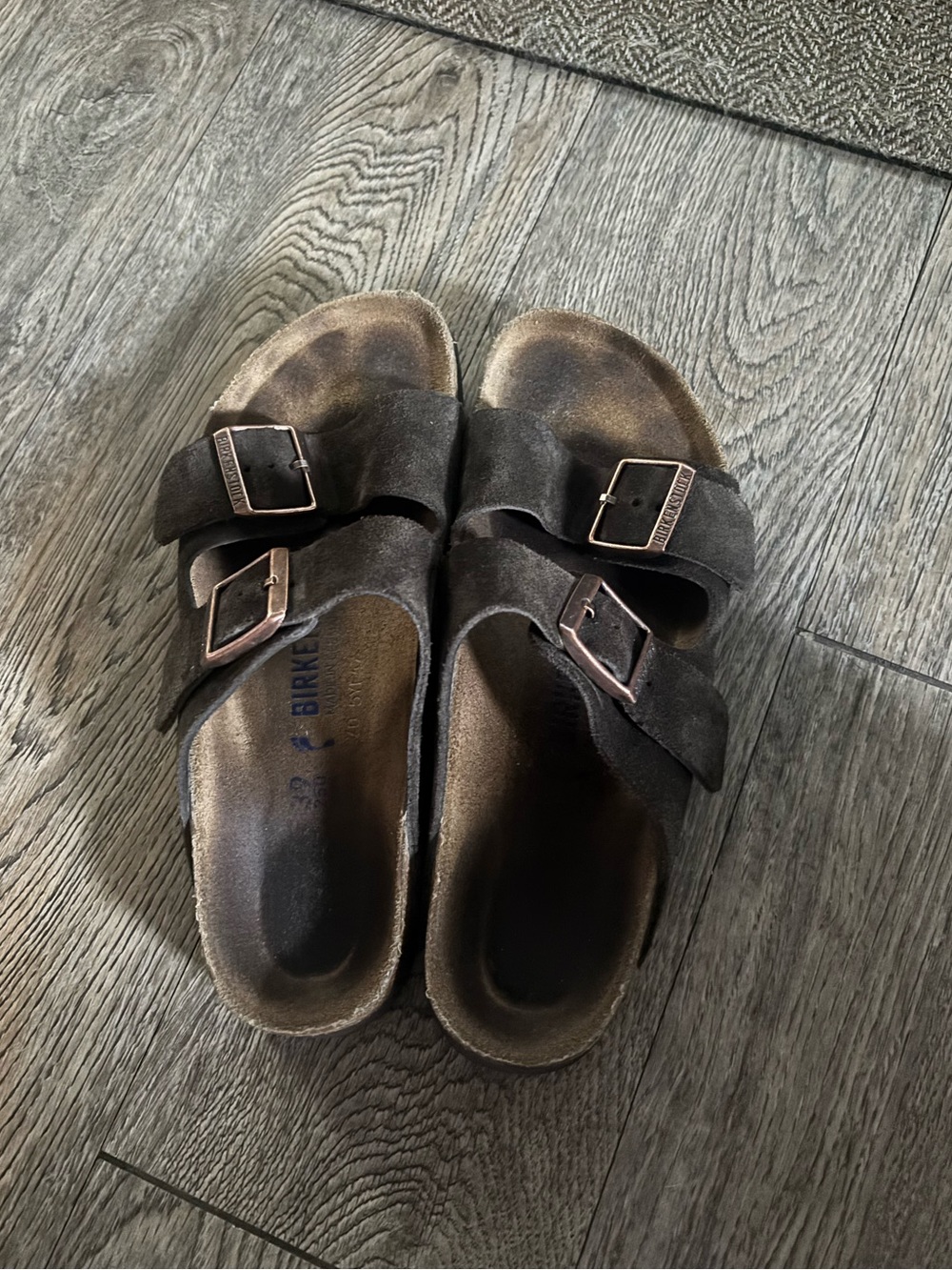 Birkenstock Arizona Double Buckle Suede Sandals - Dark Brown